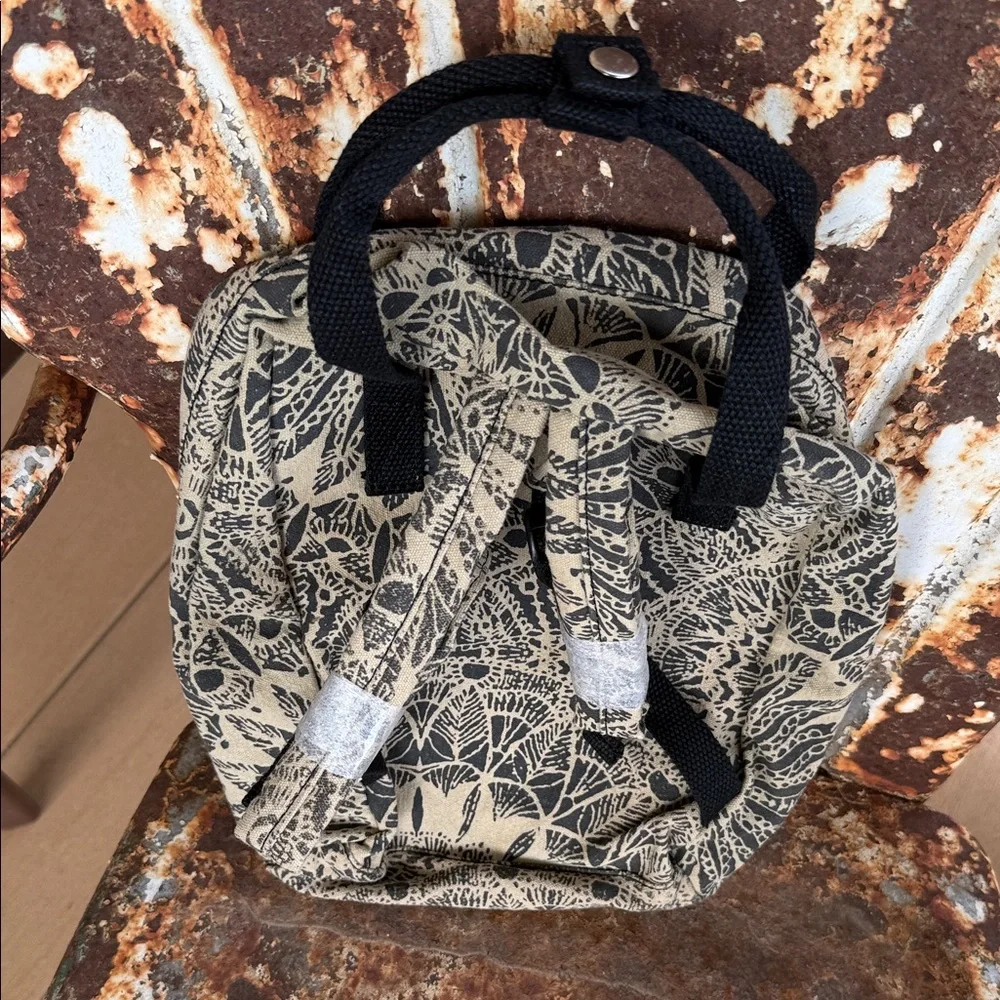 Myra Bag Juniper Bloom (in Desert Aloe) Floral Beige/Black Canvas Backpack Tote